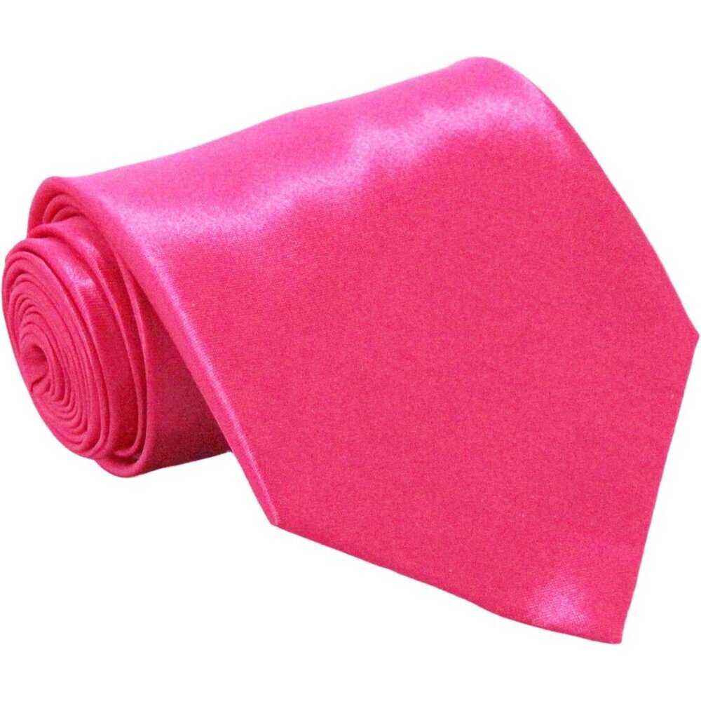 Men's Hot Pink Solid Pure Color 3.75" Imported Satin Formal Neck Ties
